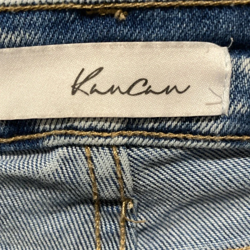 KanCan Jeans Women's 0/23 Blue Acid Wash Distressed High Waist Raw Hem Denim